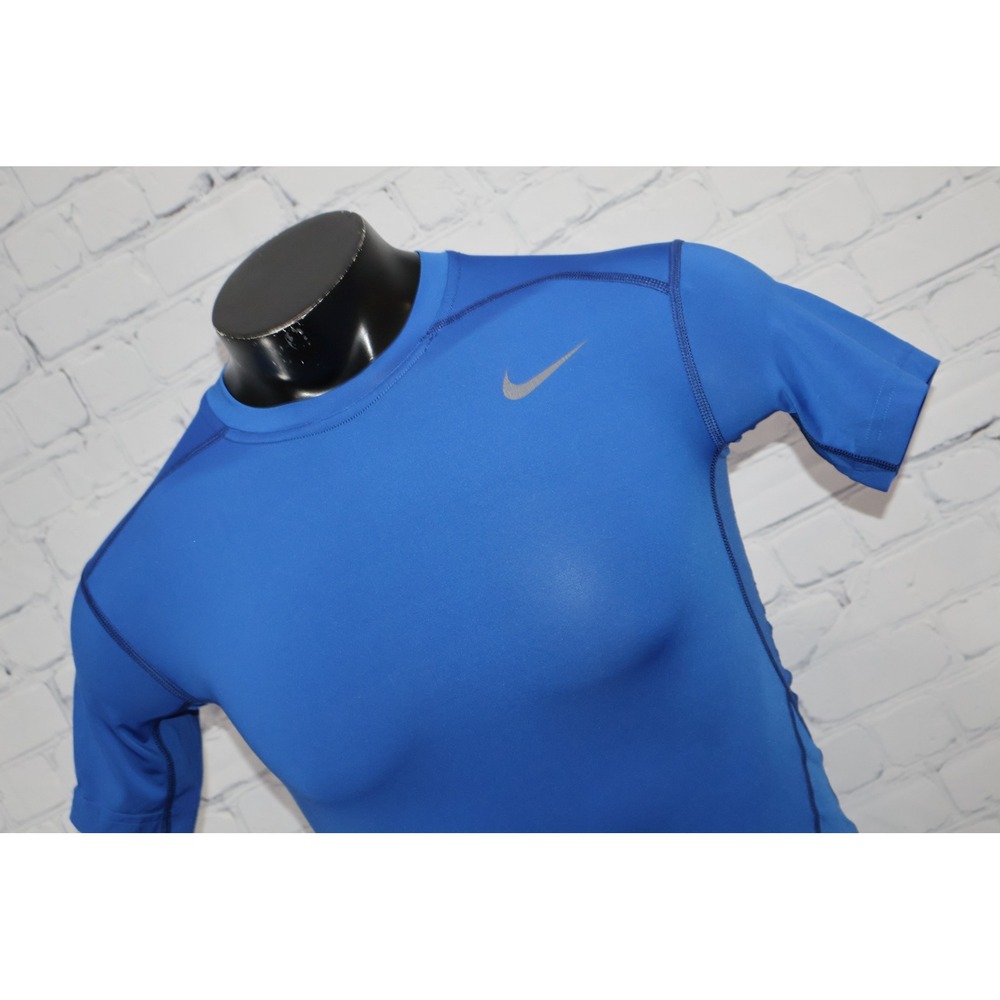 Nike Pro Combat Shirt Mens Medium Blue Compression Workout Dri-Fit Gym **